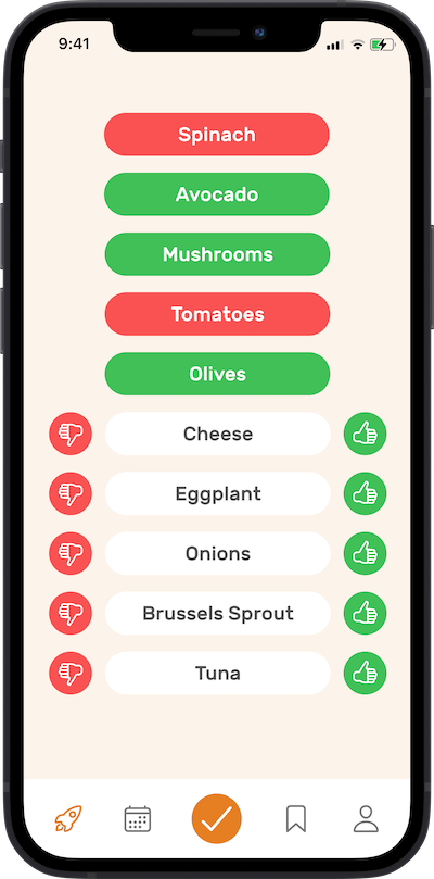 iPhone app
        preferences selection screen