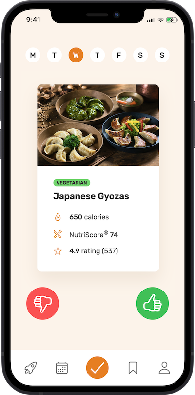 iPhone app
        meal approving plan screen